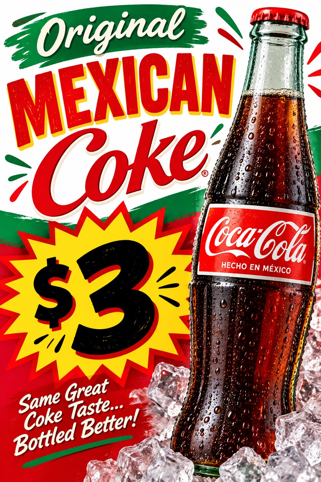 Original Mexican Coke in an ice-cold glass bottle, now just $3 at Western Omelette
